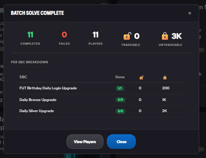Batch solve result summary modal