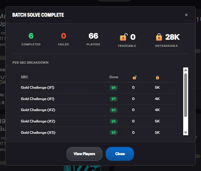 Set solve result summary