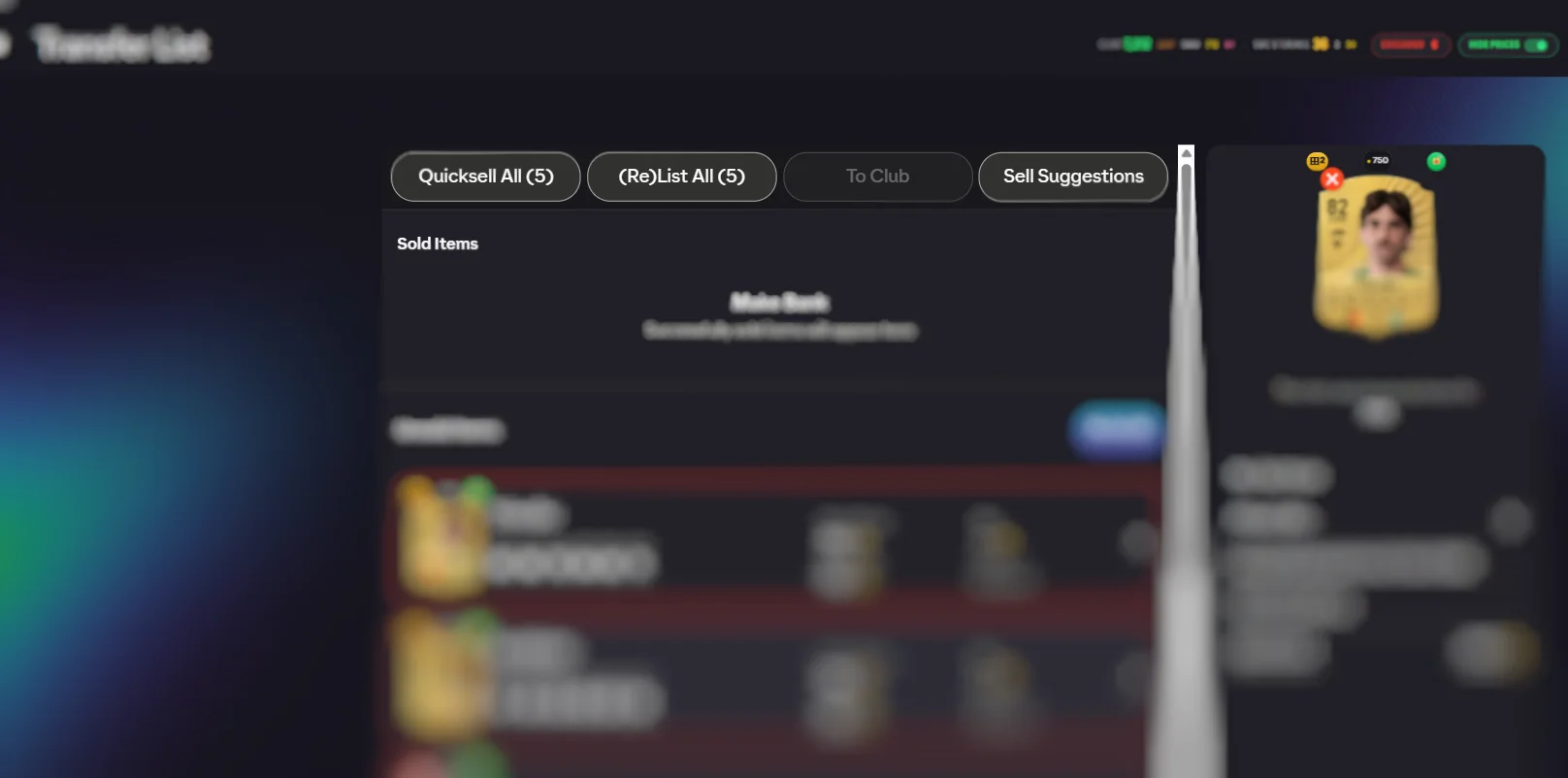 Transfer list action buttons